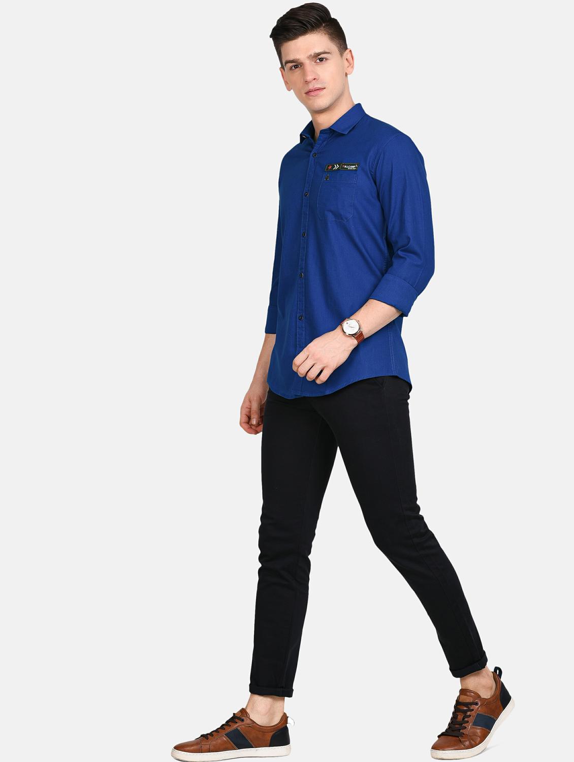 blue solid casual shirt - 17861863 - Zoom Image - 5