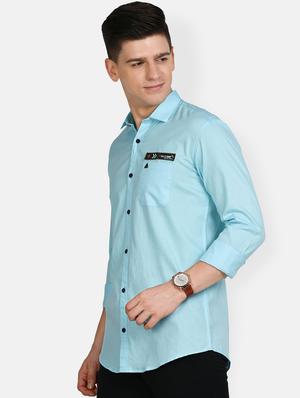 light blue solid casual shirt - 17861864 - Standard Image - 2