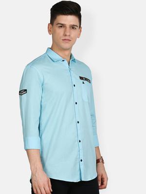 light blue solid casual shirt - 17861864 - Standard Image - 3