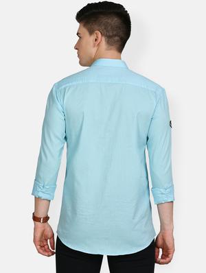 light blue solid casual shirt - 17861864 - Standard Image - 4