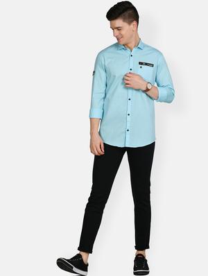 light blue solid casual shirt - 17861864 - Standard Image - 5