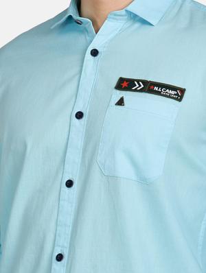 light blue solid casual shirt - 17861864 - Standard Image - 7