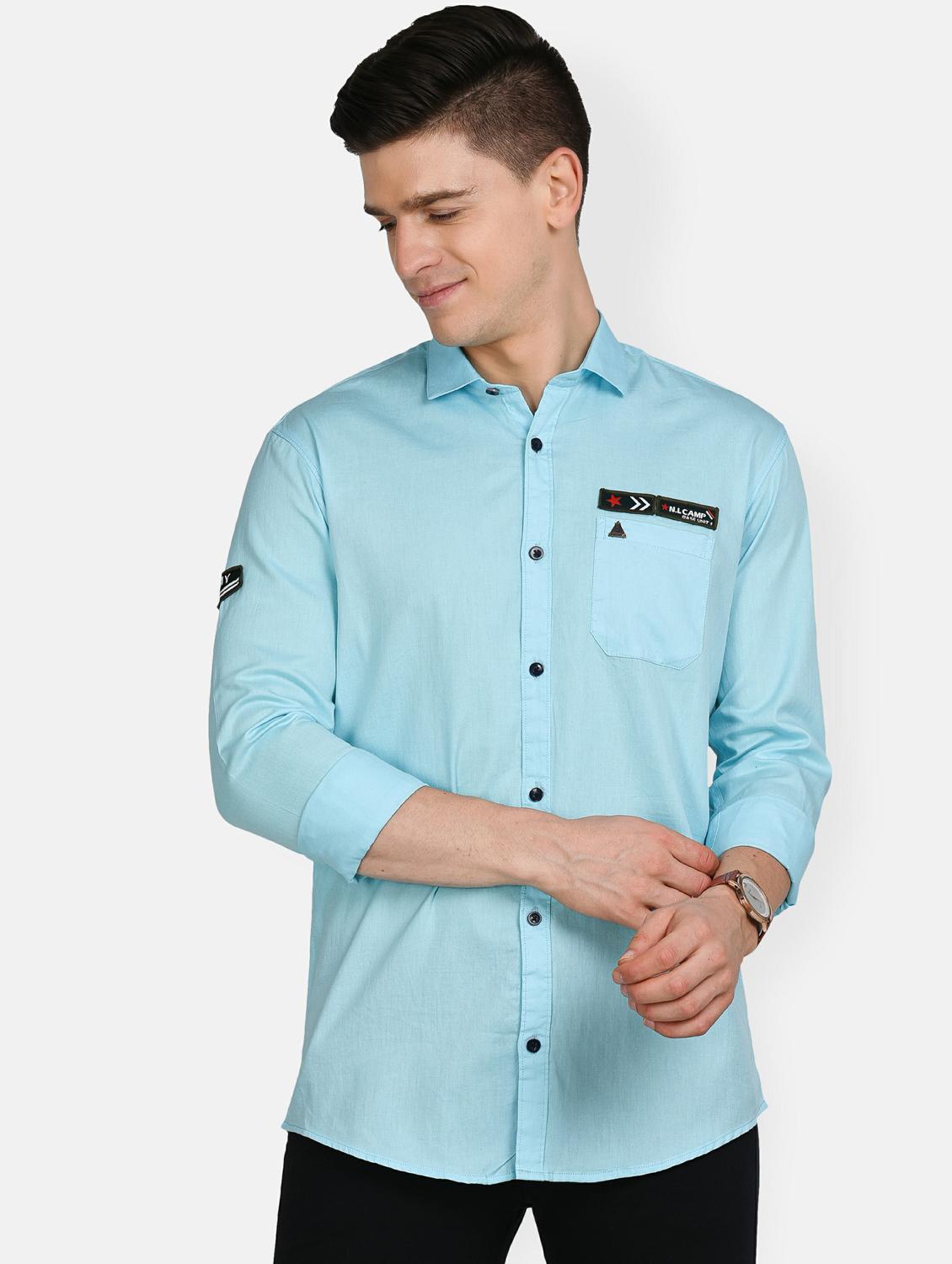 light blue solid casual shirt - 17861864 - Zoom Image - 1