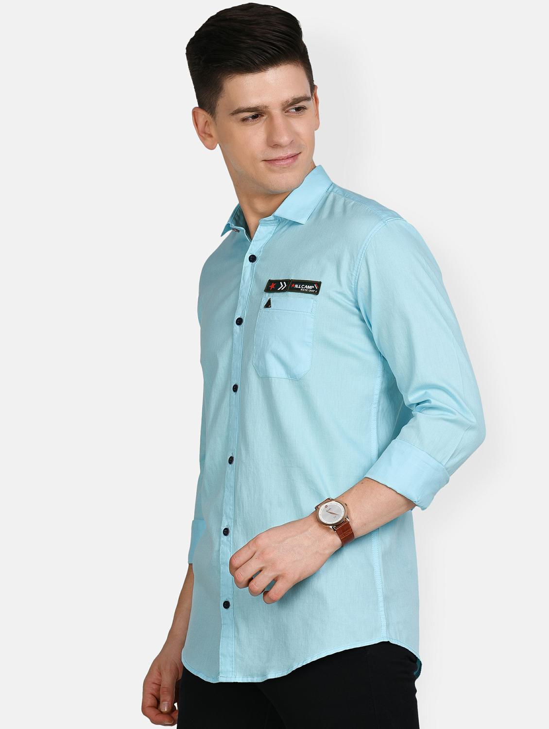 light blue solid casual shirt - 17861864 - Zoom Image - 2
