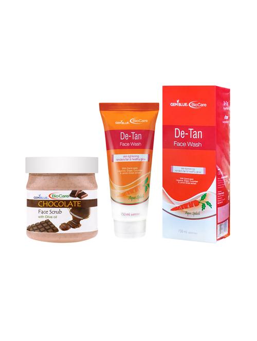 gemblue biocare chocolate scrub, 500ml and de-tan face wash, 150ml - 17862271 - Standard Image - 1