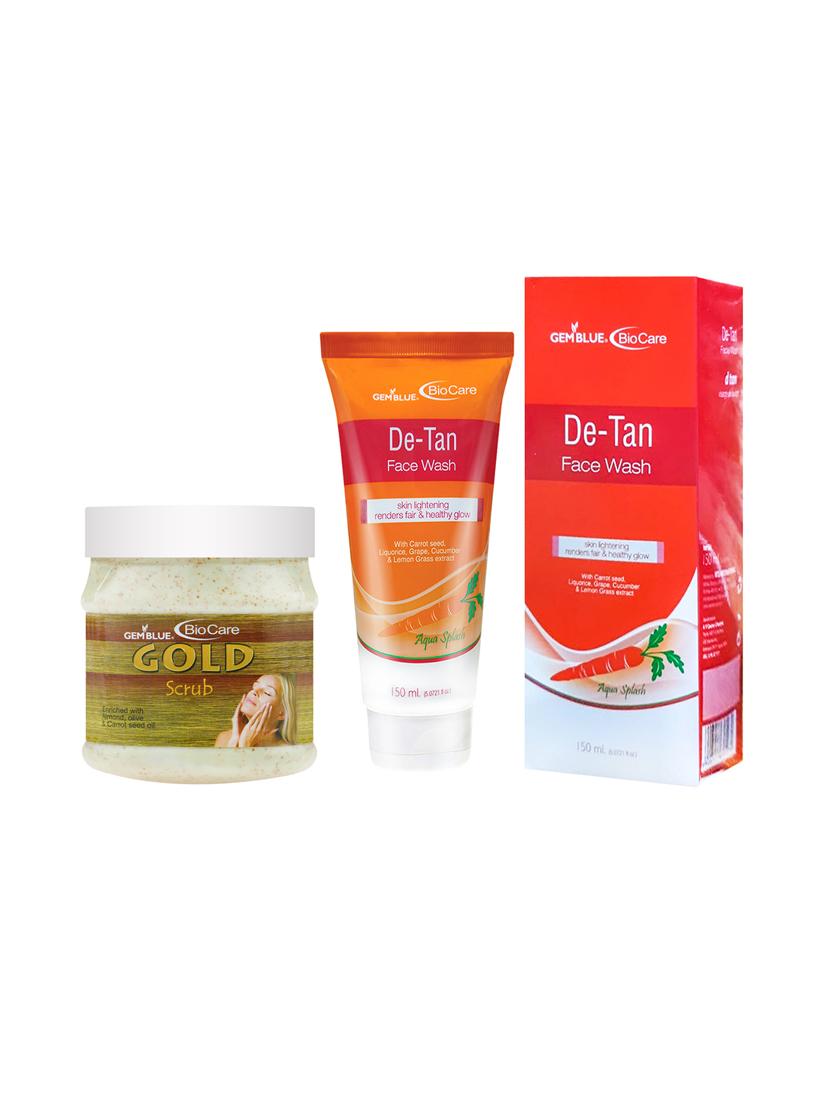 gemblue biocare gold scrub, 500ml and de-tan face wash, 150ml - 17862279 - Zoom Image - 1
