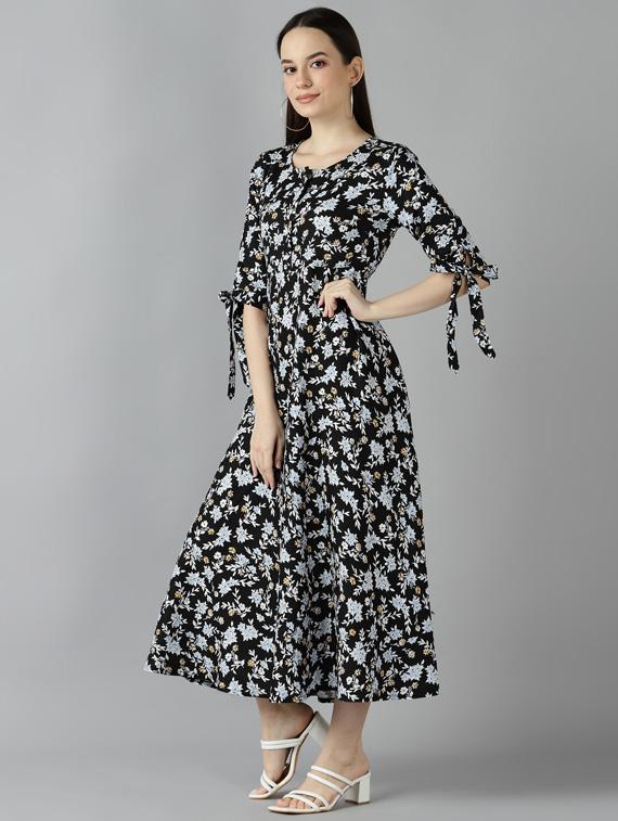 floral flared ethnic dress - 17862320 - Zoom Image - 2