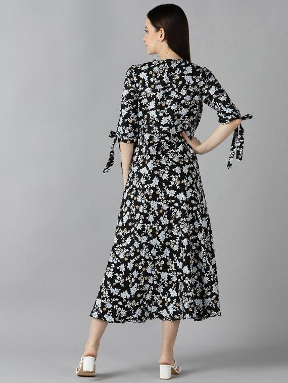 floral flared ethnic dress - 17862320 - Zoom Image - 3