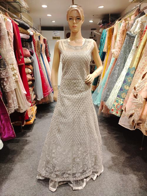 women's grey color party wear gown - 17862366 - Standard Image - 1