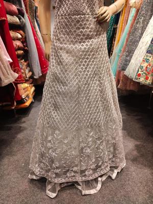women's grey color party wear gown - 17862366 - Standard Image - 3
