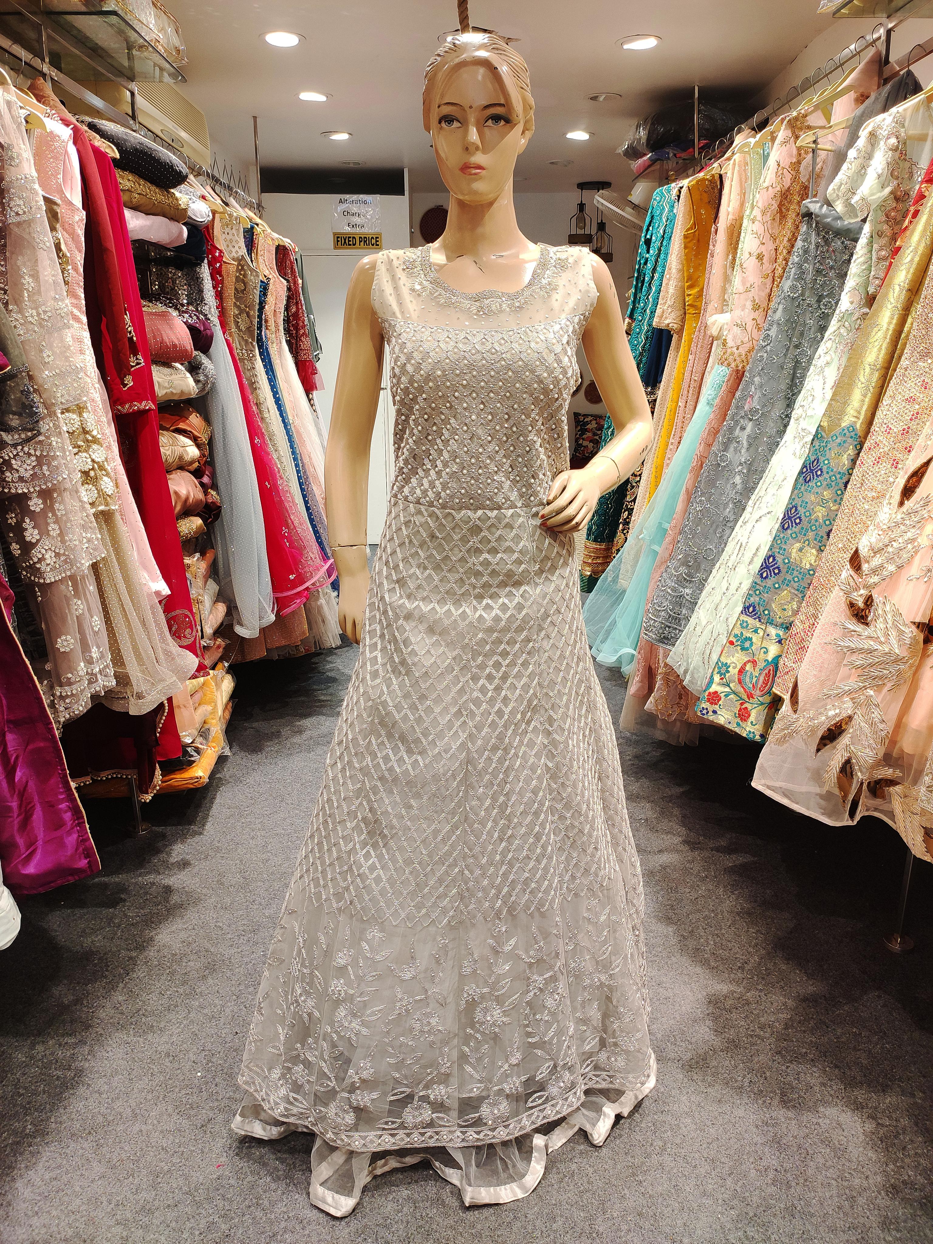 women's grey color party wear gown - 17862366 - Zoom Image - 1