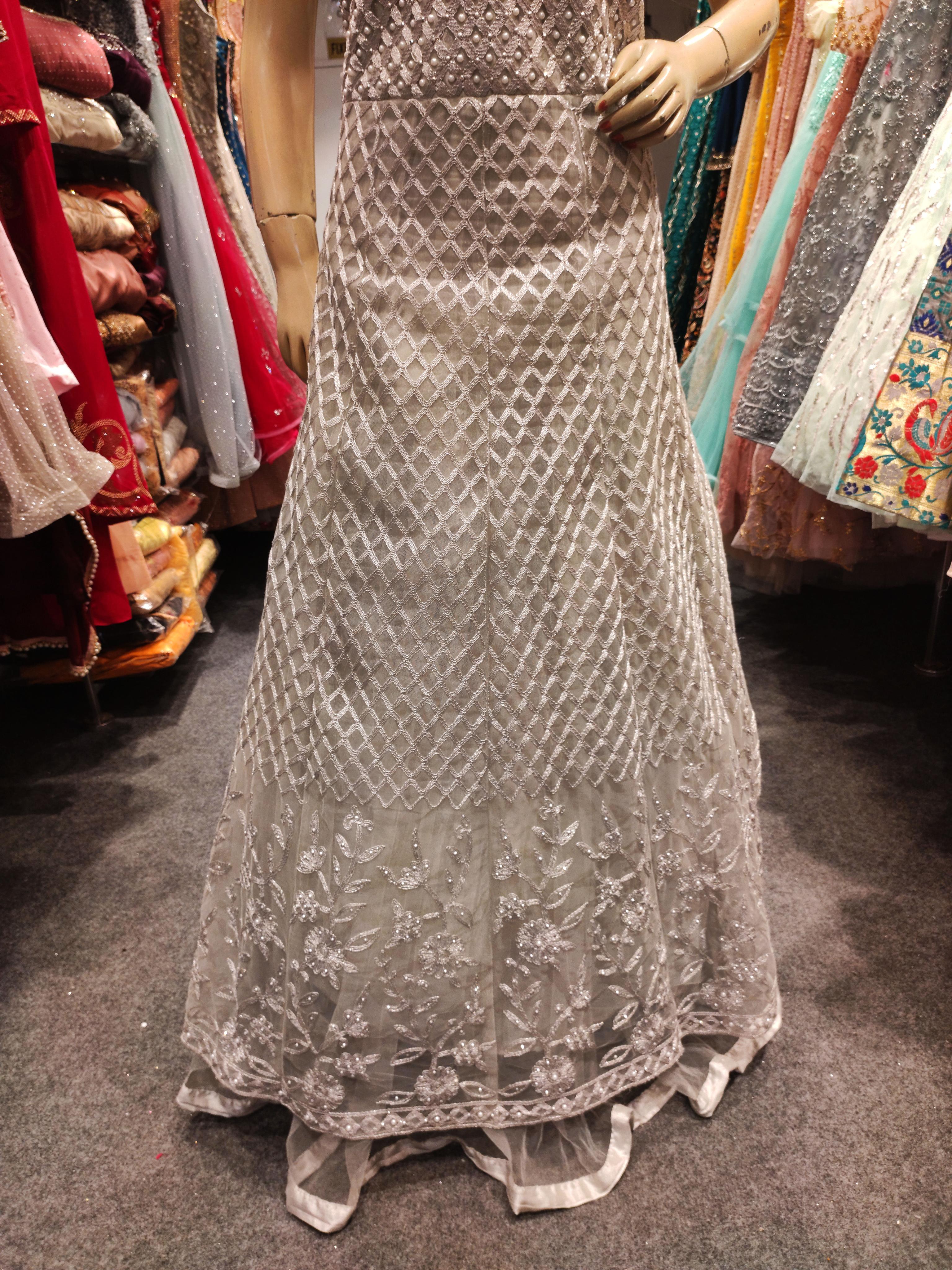 women's grey color party wear gown - 17862366 - Zoom Image - 3