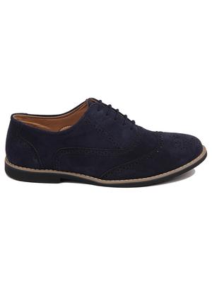 navy suede laceup brouges - 17862382 - Standard Image - 3