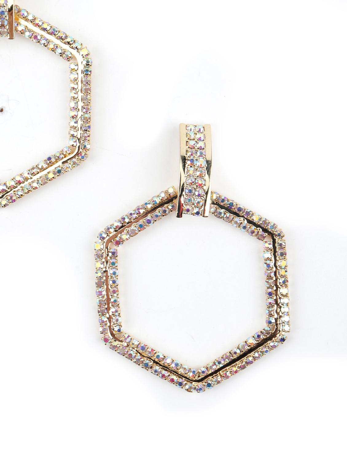 gold metal drop earring - 17862593 - Zoom Image - 3