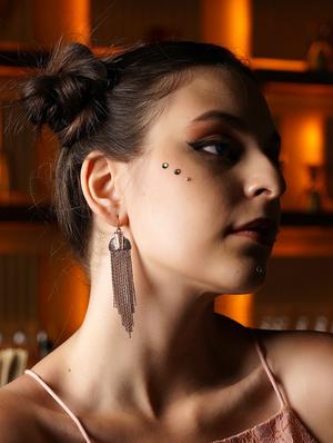 red metal drop earring - 17862701 - Standard Image - 3