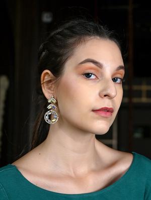 green metal drop earring - 17862707 - Standard Image - 4