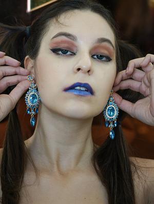 blue metal drop earring - 17862736 - Standard Image - 4