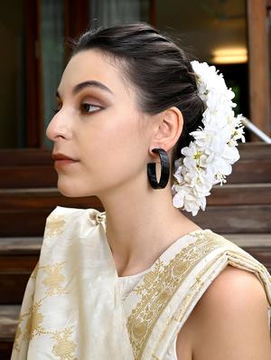 black metal hoop earring - 17862746 - Standard Image - 4