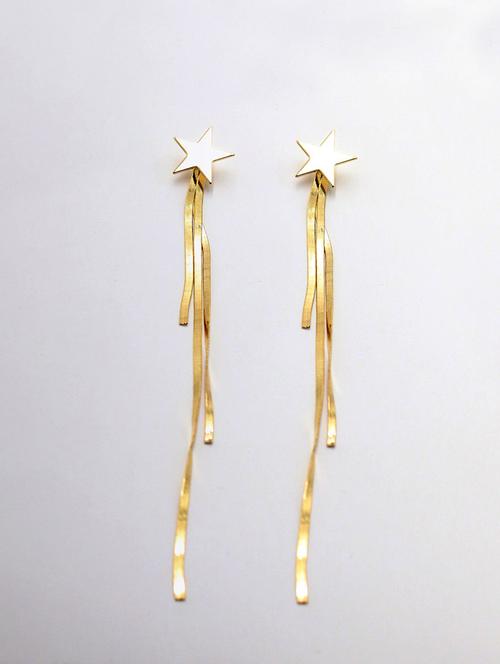 gold metal drop earring - 17862755 - Standard Image - 1