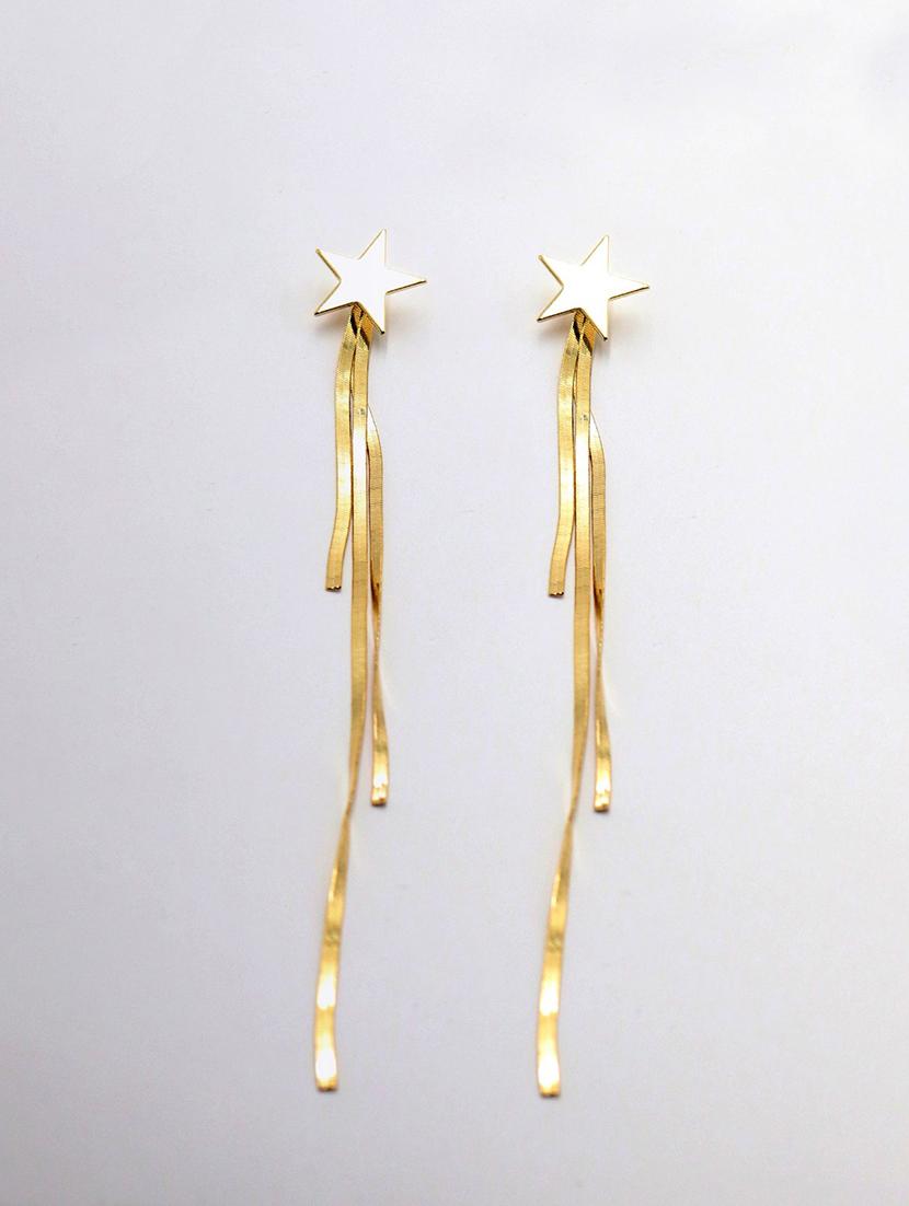 gold metal drop earring - 17862755 - Zoom Image - 1