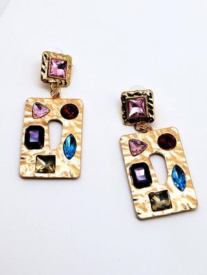 green metal drop earring - 17862792 - Standard Image - 2