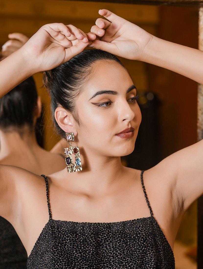 green metal drop earring - 17862792 - Zoom Image - 5