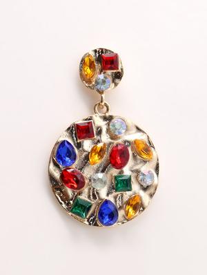green metal drop earring - 17862800 - Standard Image - 3