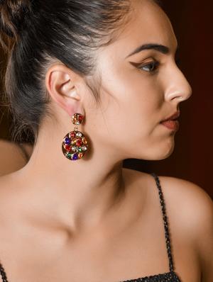 green metal drop earring - 17862800 - Standard Image - 5
