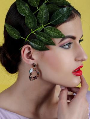 brown metal drop earring - 17862809 - Standard Image - 4