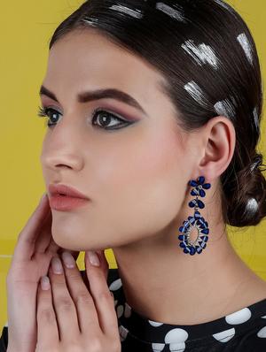 blue metal drop earring - 17862851 - Standard Image - 4