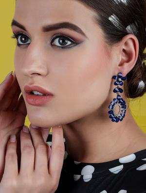 blue metal drop earring - 17862851 - Standard Image - 5