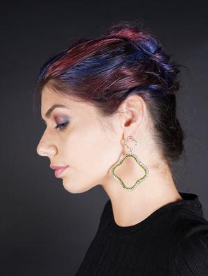 green metal drop earring - 17862862 - Standard Image - 5