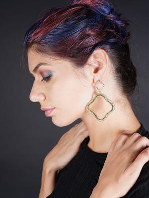green metal drop earring - 17862862 - Standard Image - 6