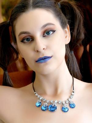 blue metal long necklace - 17863371 - Standard Image - 4