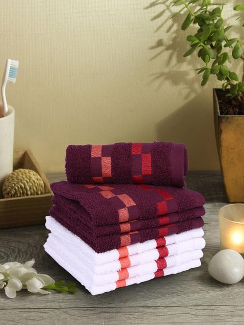 bianca mercerized combed cotton fancy designer towels -8pc face towel (sonoma) solid-wine/white - 17863910 - Standard Image - 1