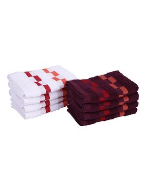 bianca mercerized combed cotton fancy designer towels -8pc face towel (sonoma) solid-wine/white - 17863910 - Standard Image - 2