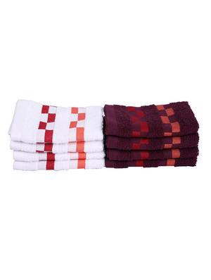 bianca mercerized combed cotton fancy designer towels -8pc face towel (sonoma) solid-wine/white - 17863910 - Standard Image - 3