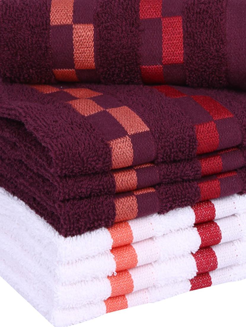 bianca mercerized combed cotton fancy designer towels -8pc face towel (sonoma) solid-wine/white - 17863910 - Zoom Image - 4