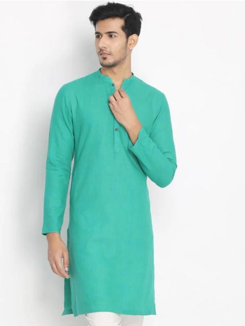green cotton kurta - 17864025 - Standard Image - 1