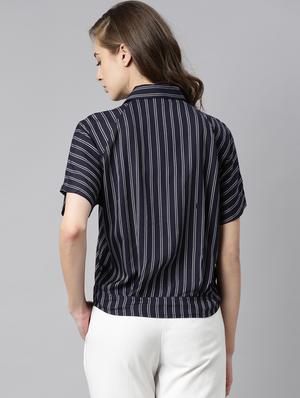 tie front striped top - 17864192 - Standard Image - 3