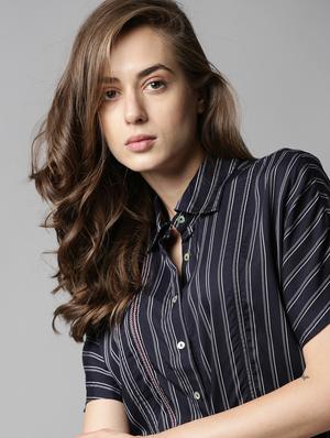 tie front striped top - 17864192 - Standard Image - 4
