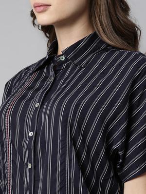 tie front striped top - 17864192 - Standard Image - 6