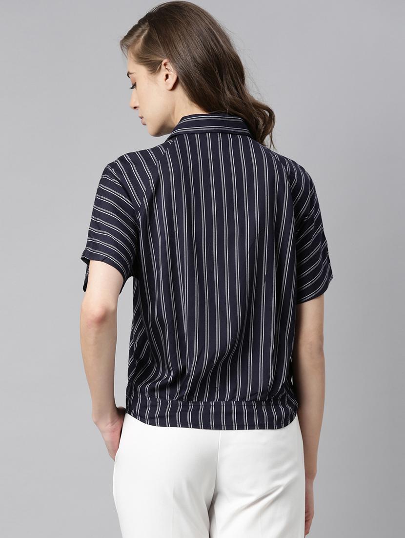 tie front striped top - 17864192 - Zoom Image - 3