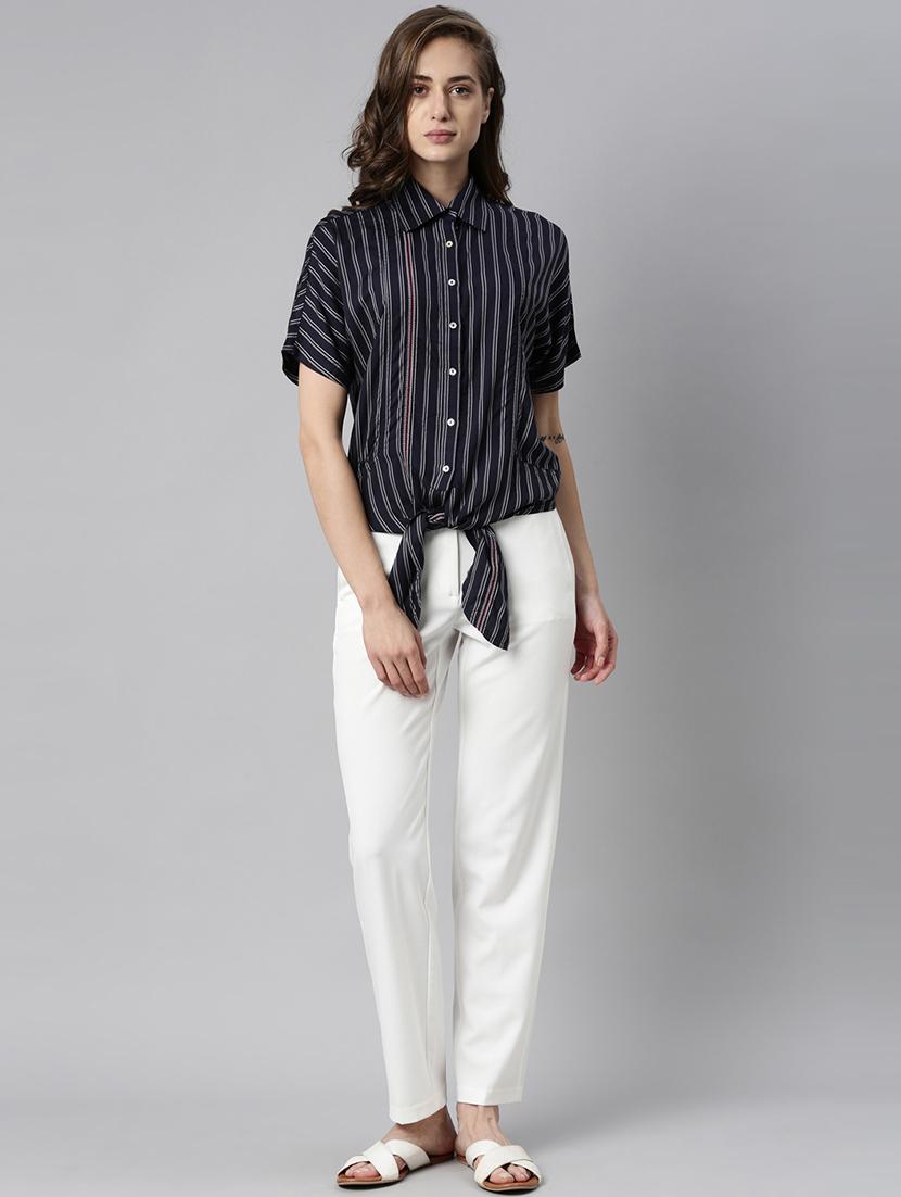 tie front striped top - 17864192 - Zoom Image - 5