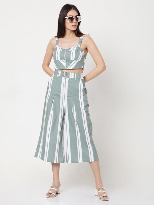 striped crop with culottes set - 17864357 - Standard Image - 1