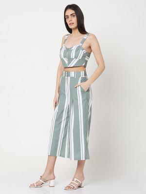 striped crop with culottes set - 17864357 - Standard Image - 2