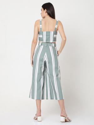 striped crop with culottes set - 17864357 - Standard Image - 3
