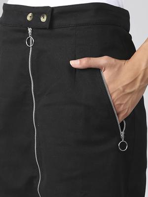 mid rise solid denim skirt - 17865802 - Standard Image - 5
