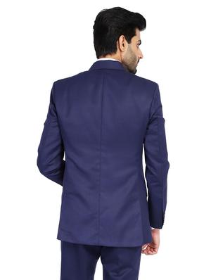 blue solid single breasted formal blazer - 17865894 - Standard Image - 3
