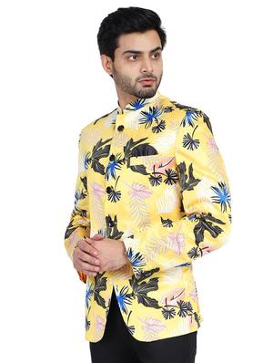 yellow printed bandhgalas formal blazer - 17865895 - Standard Image - 2